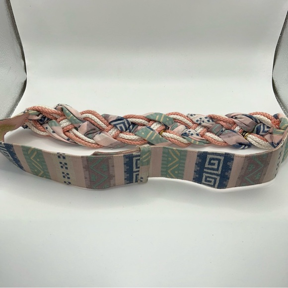 Vintage pink and cream braided and beaded belt - Picture 3 of 4
